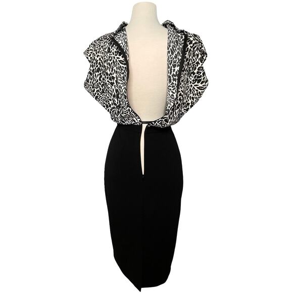 Express Black & White Animal Print Mock Neck Midi Dress Size M - Picture 3 of 8
